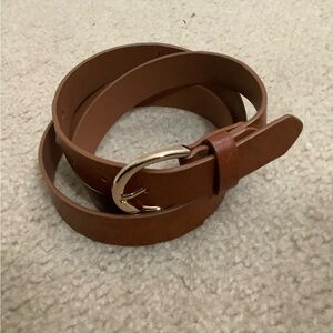 Brown Leather Belt with Silver Buckle